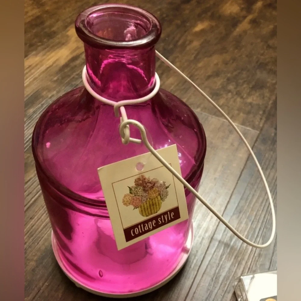 Hanging Glass Bottle Lanterns | Indoor Outdoor Tea Light Holders | Choose Color